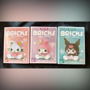 New Bricks 3 Pack SET including Hello Kitty My Melody and Kuromi